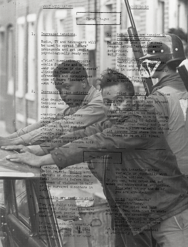 Typed text superimposed on a photo of three Black men.